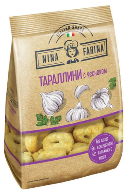 Тараллини Nina Farina с чесноком, 180 г