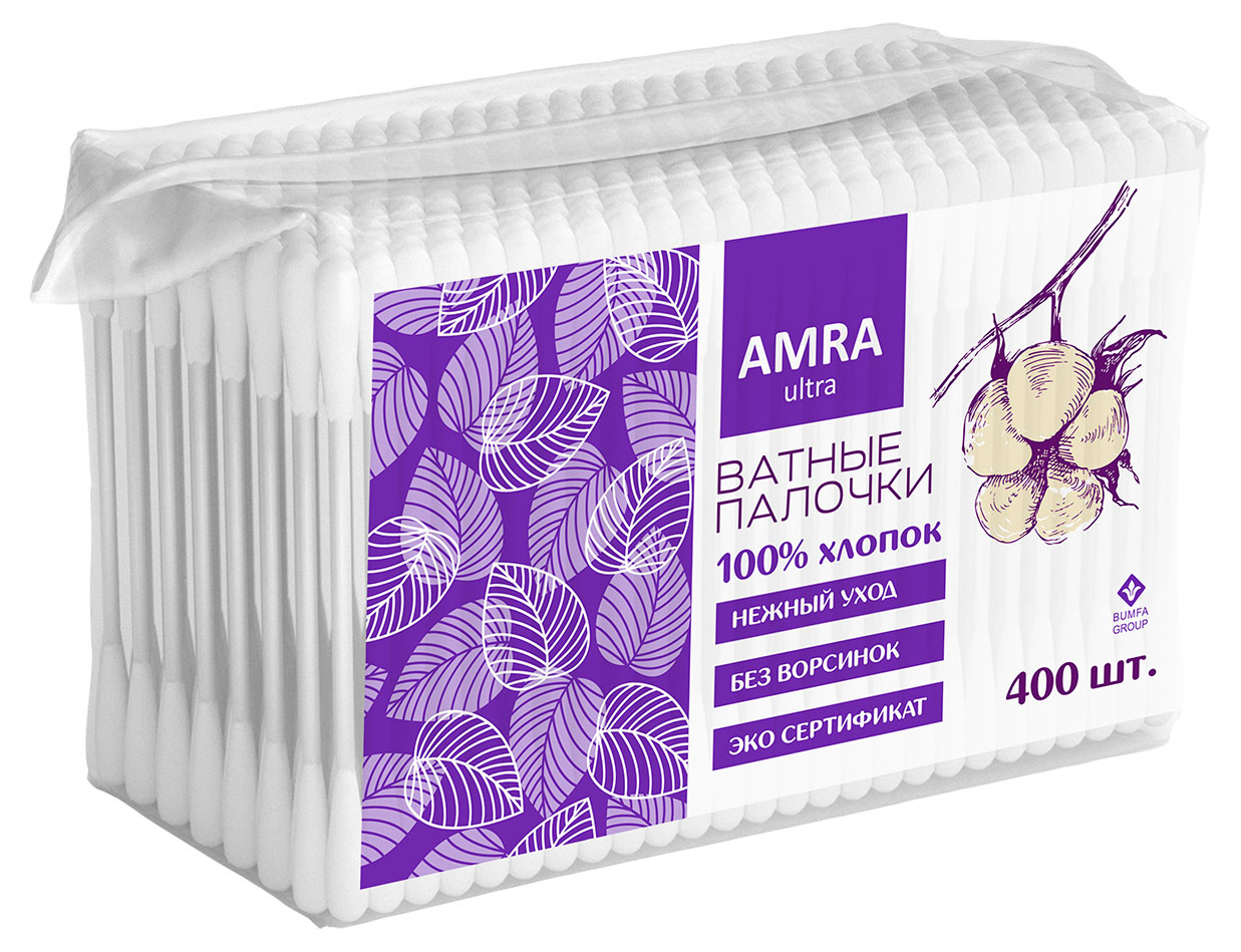 Ватные палочки AMRA, 400 шт