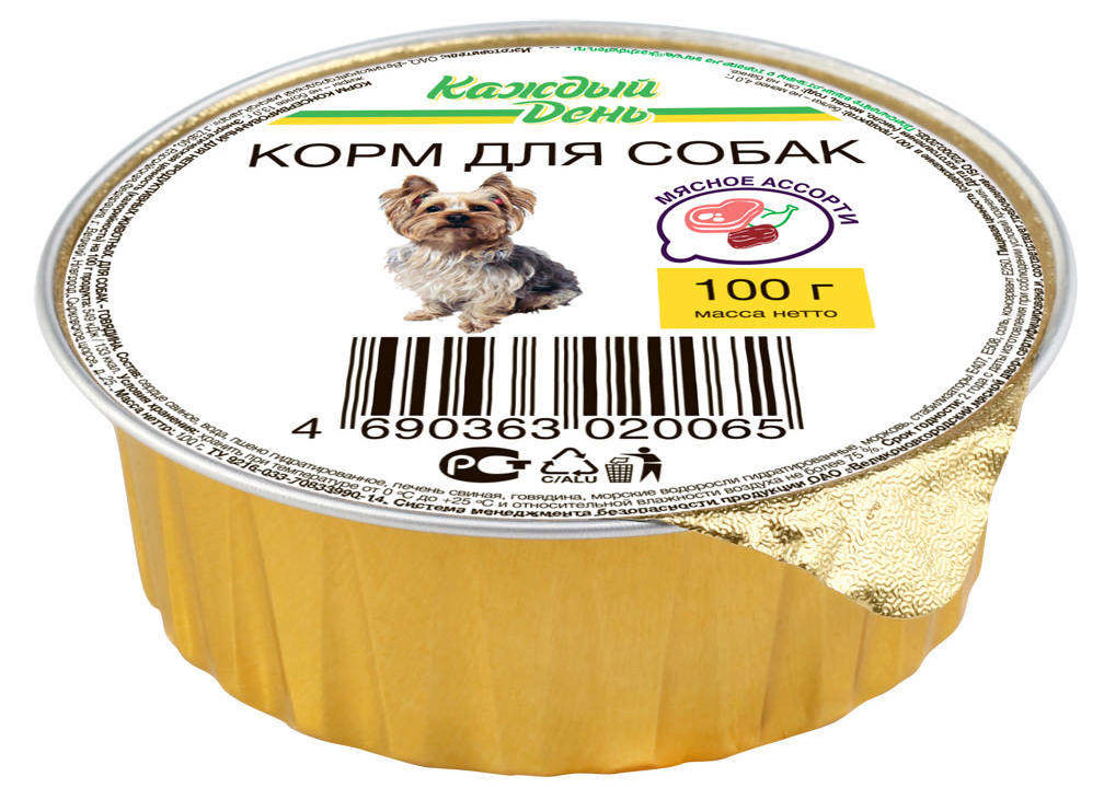 Корм для собак «Каждый День» мясное ассорти, 100 г