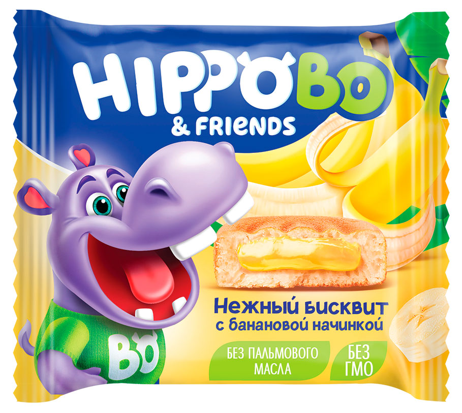 Пирожное Hippo Bondi & Friends бисквитное с банановой начинкой, 32 г