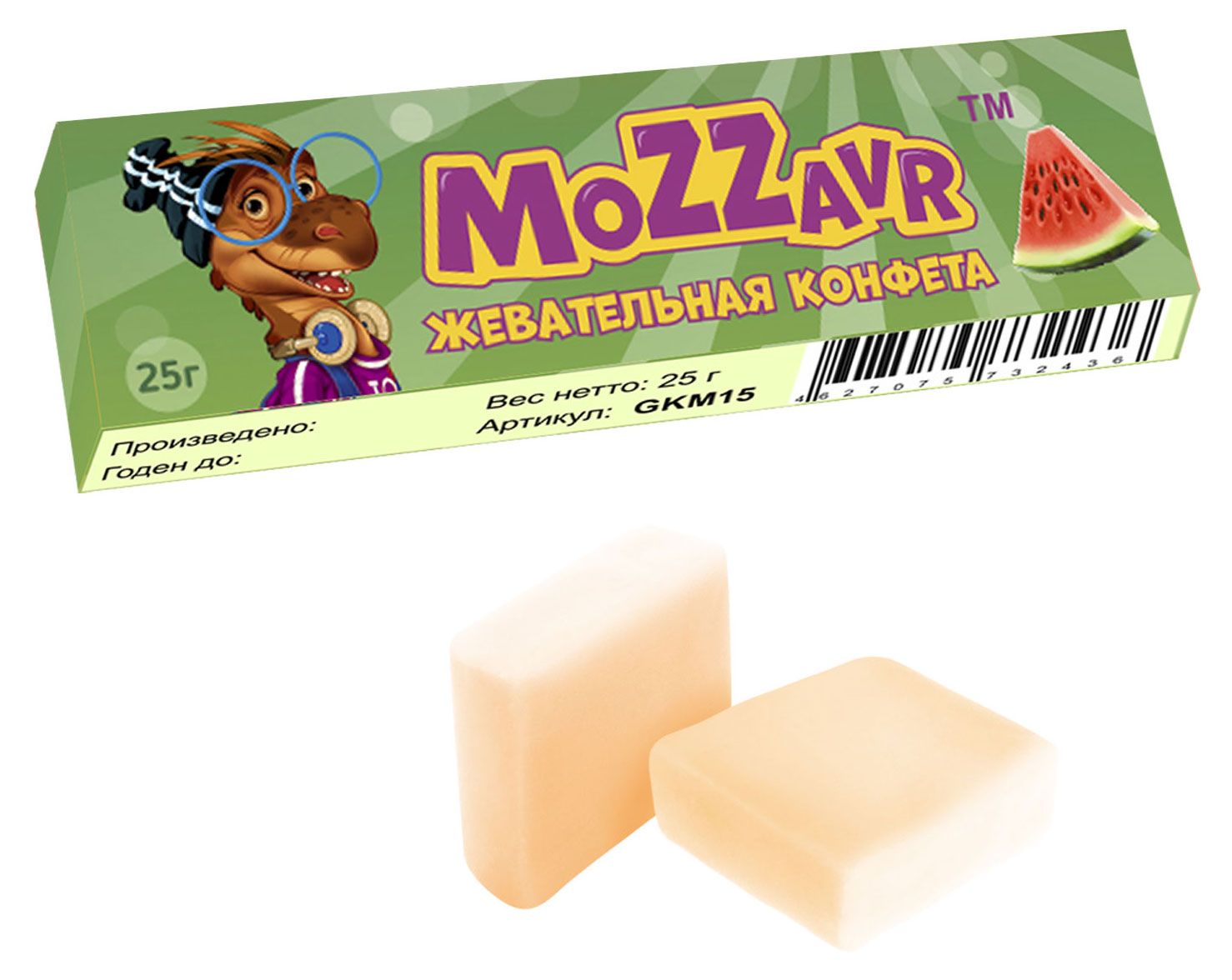 Жевательная конфета Mozzavr со вкусом арбуза, 25 г