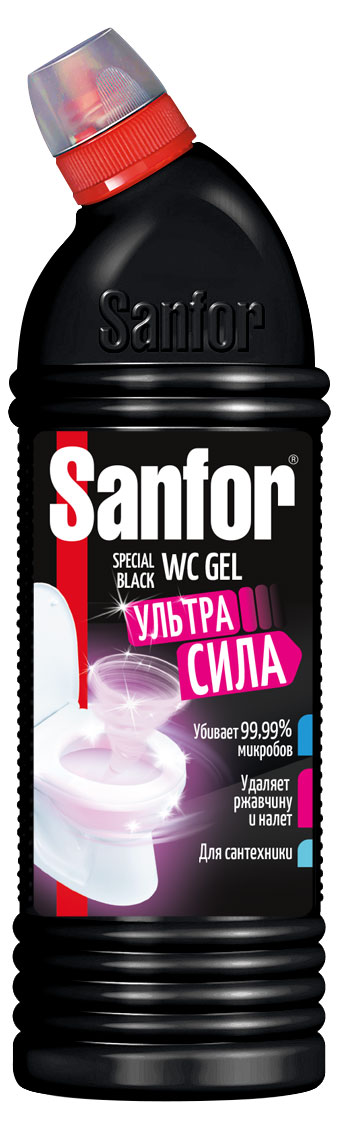 Чистящее средство Sanfor WC гель для унитазов Special black, 1 л