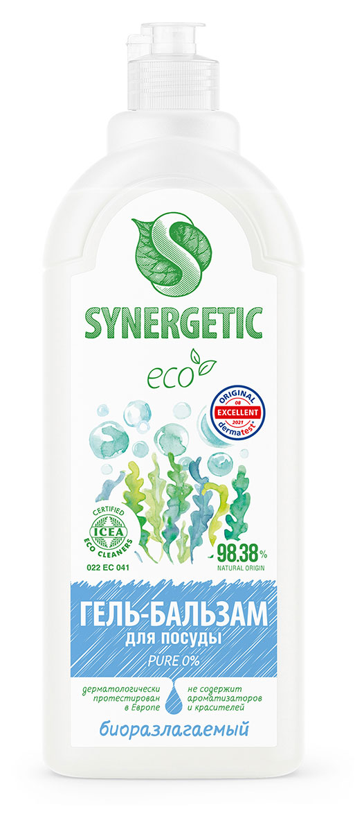 Гель-бальзам для мытья посуды Synergetic Pure 0%, 1 л