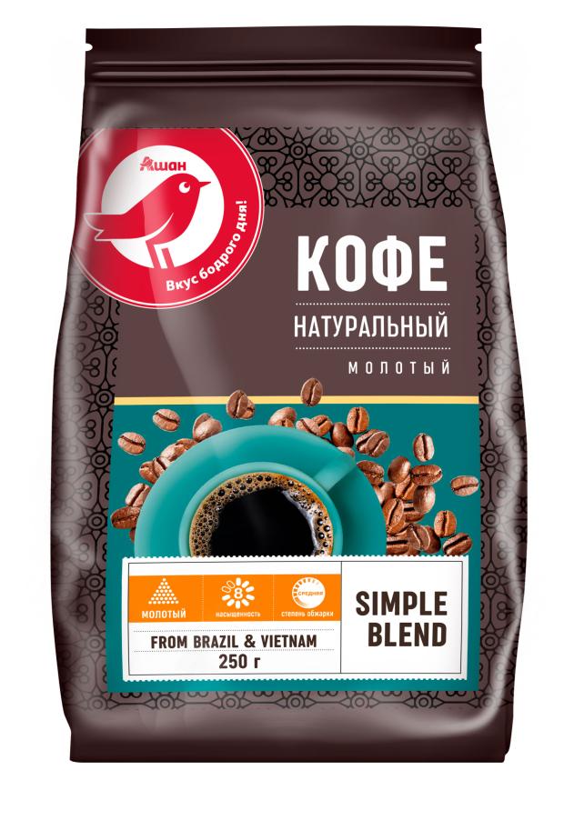 Кофе молотый АШАН Красная птица, 250 г
