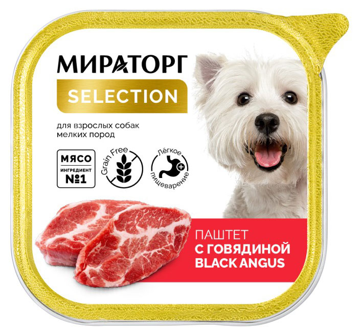 Влажный корм для собак мелких пород «Мираторг» Selection Паштет с говядиной, 100 г