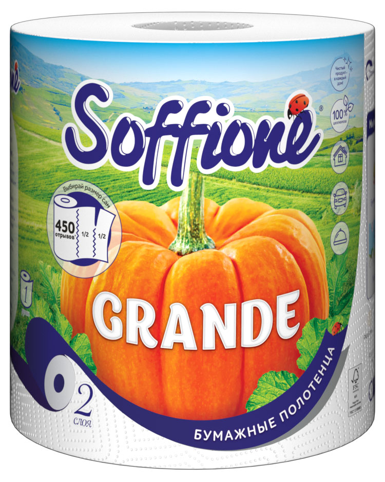 Бумажные полотенца Soffione Grande, 2 слоя, 1 рулон    