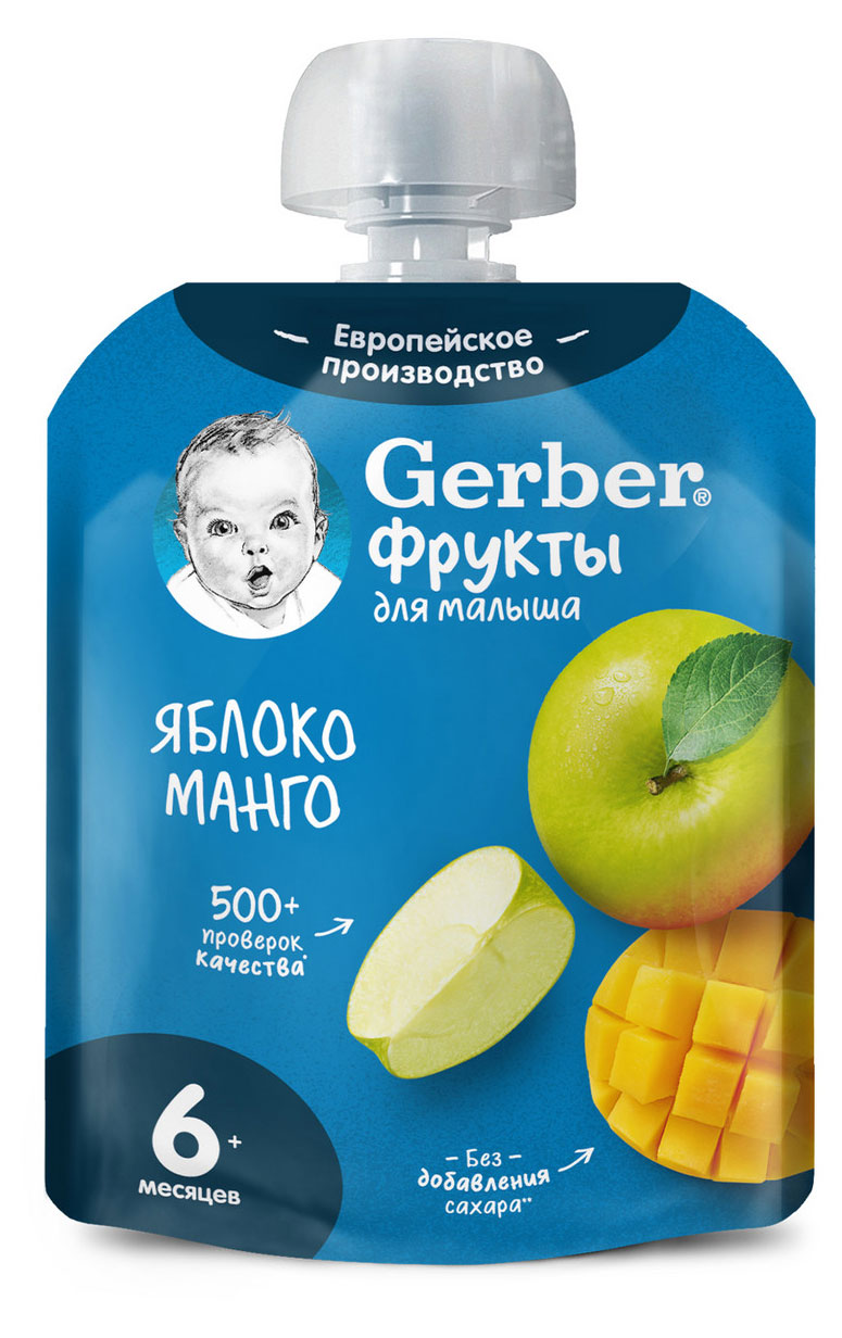 Пюре фруктовое Gerber Яблоко Манго с 6 мес., 90 г