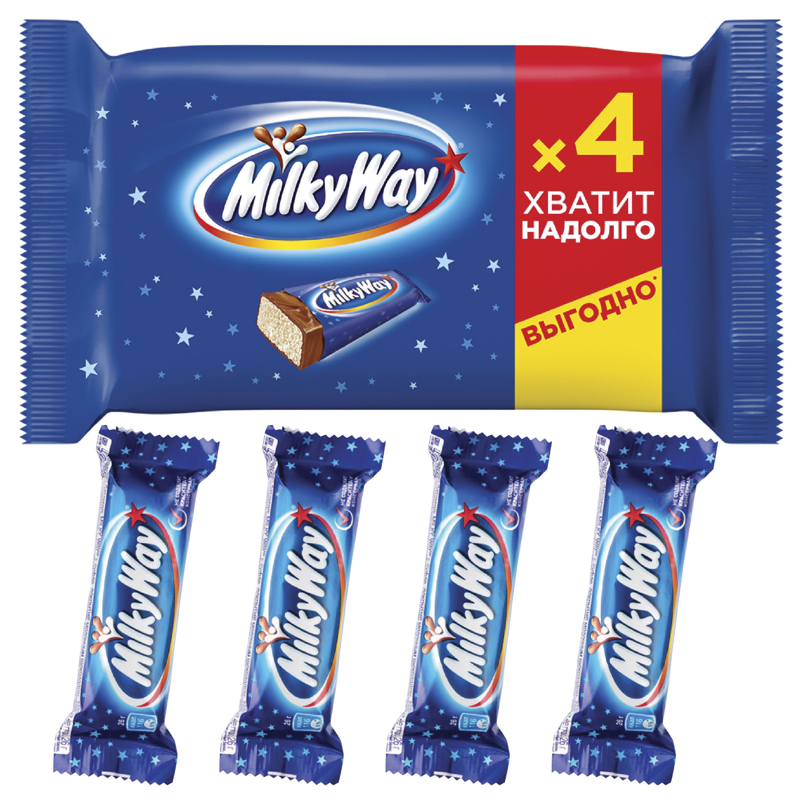 Батончик шоколадный Milky Way с суфле, 4x26 г