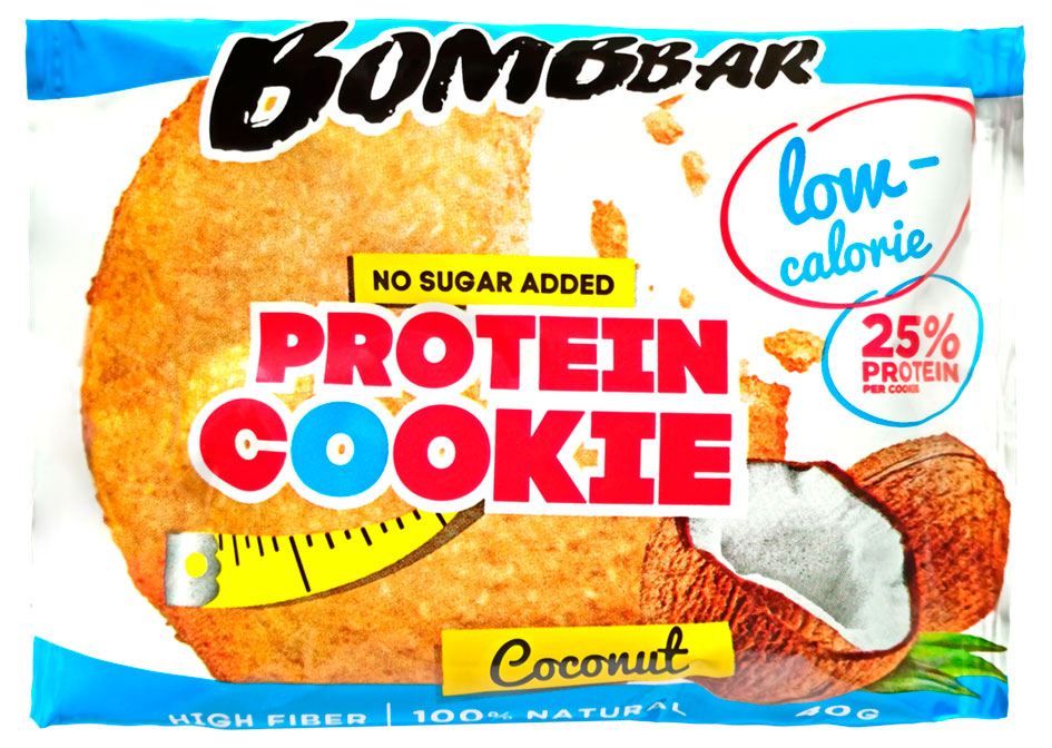 Печенье протеиновое Bombbar неглазированное с кокосом, 40 г