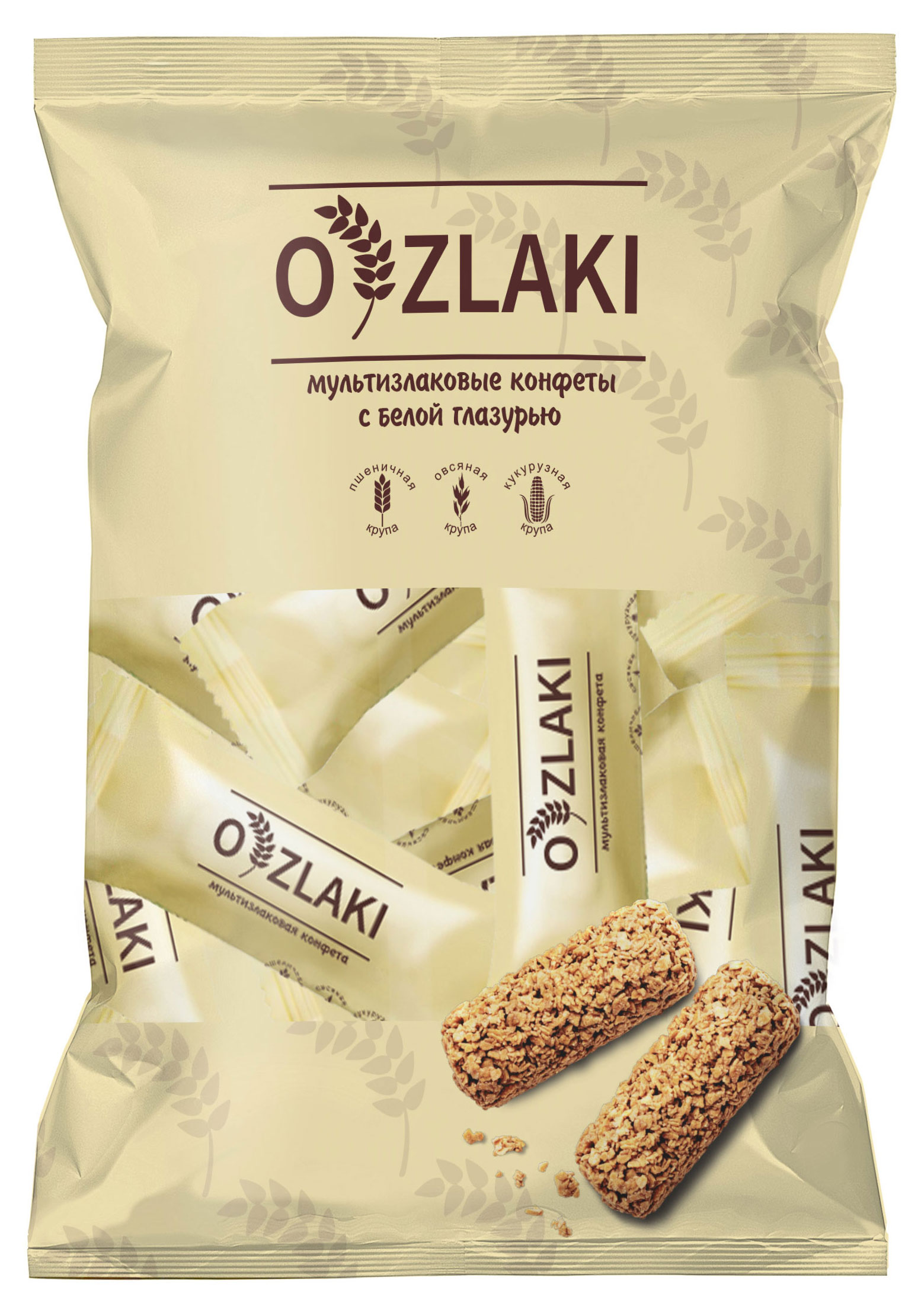 Конфеты мультизлаковые Ozlaki с белой глазури, 175 г