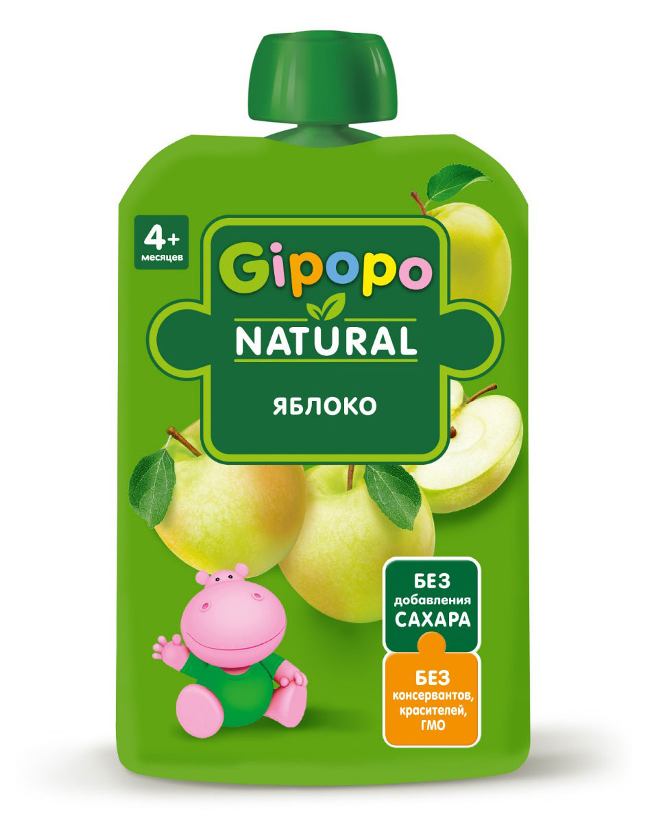 Пюре фруктовое детское Gipopo из яблок с 4 мес., 90 г