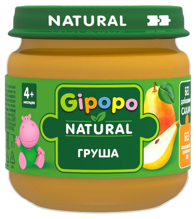 Пюре фруктовое детское Gipopo из груши с 4 мес., 80 г