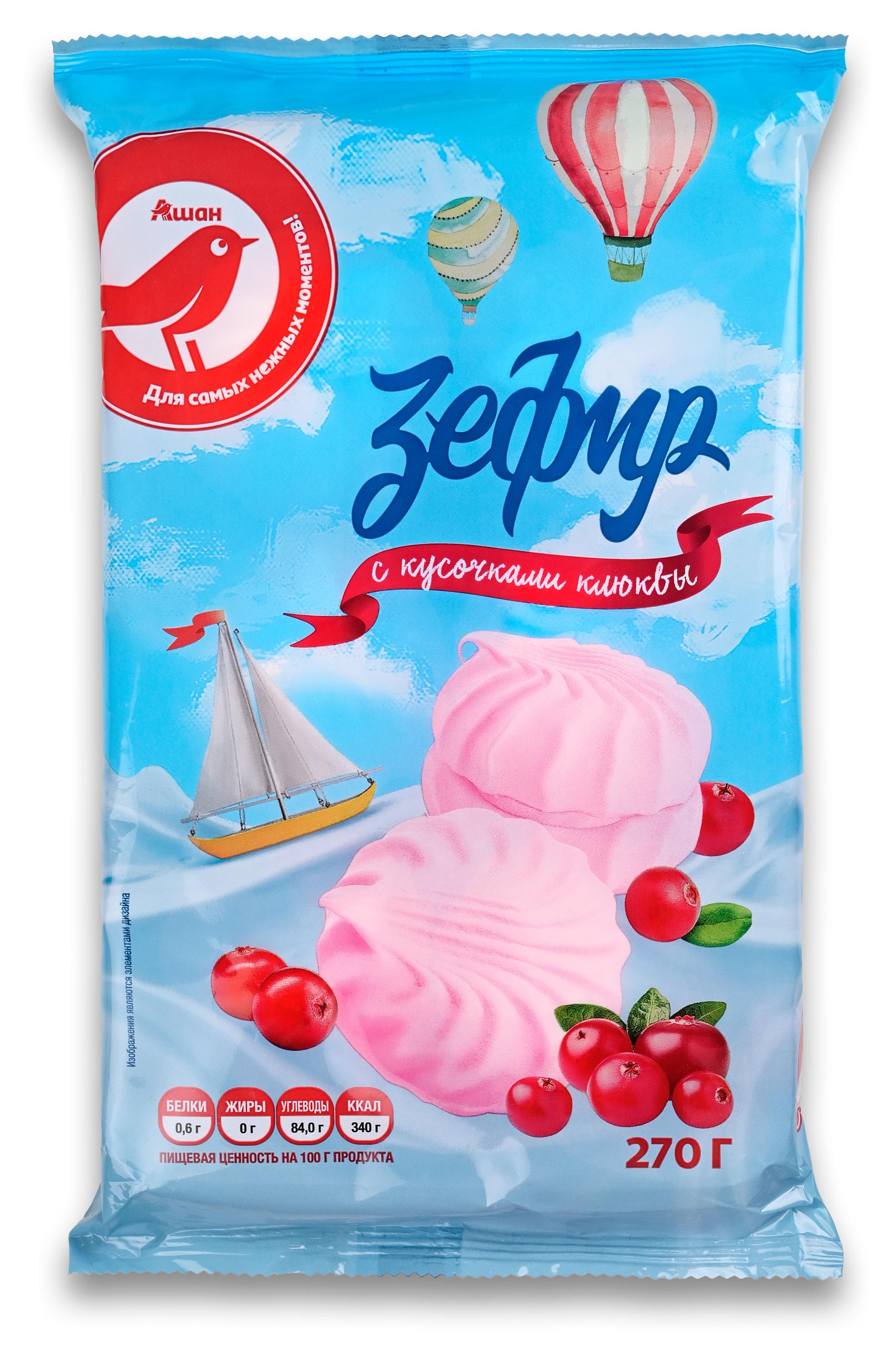 Зефир АШАН Красная птица с ягодами клюквы, 270 г