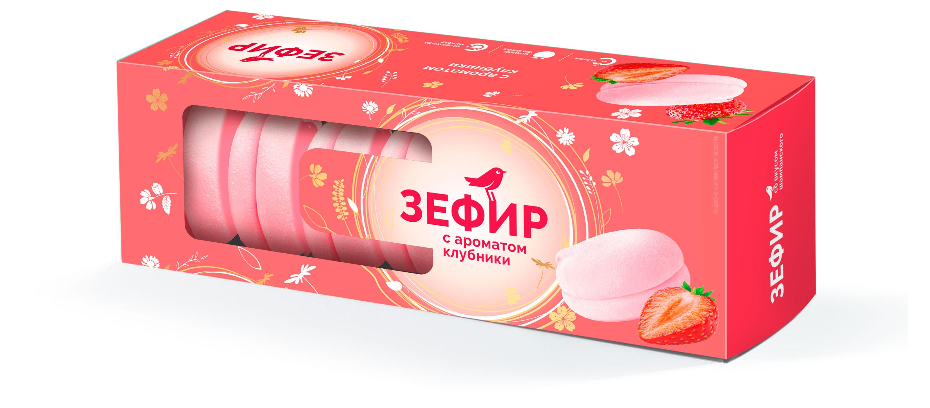Зефир АШАН Красная птица со вкусом клубники, 210 г