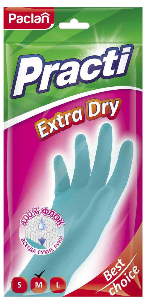 Перчатки резиновые Paclan Practi Extra Dry размер M, 1 пара