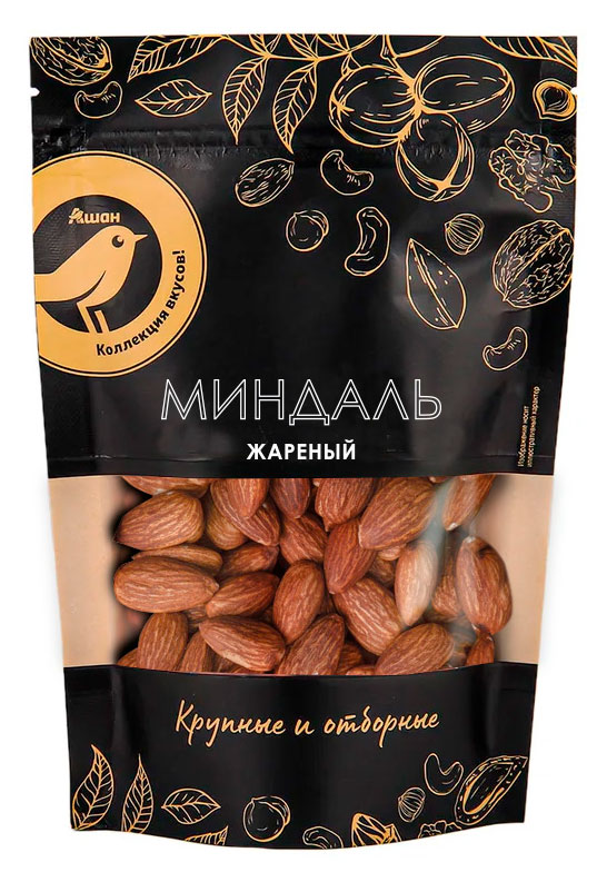 Миндаль АШАН Золотая птица жареный, 135 г