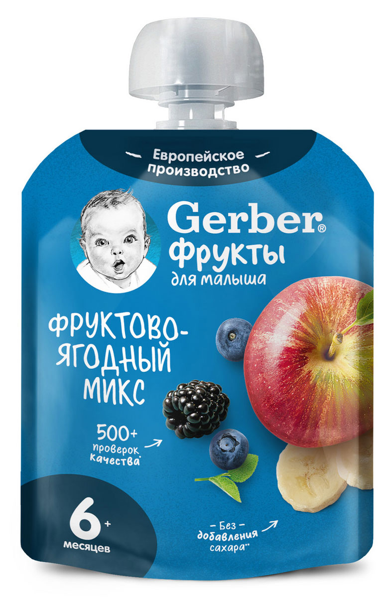 Пюре Gerber Фруктово-ягодный микс с 6 мес., 90 г