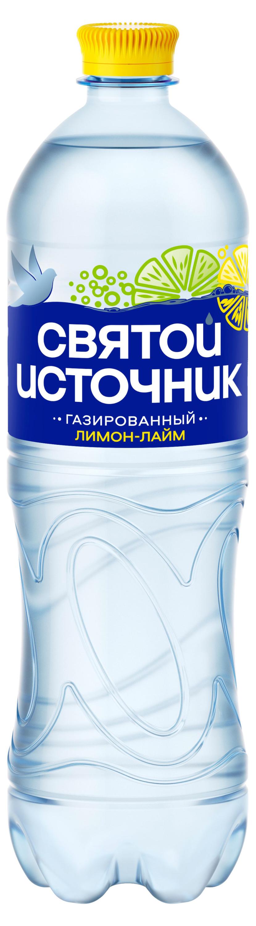 Вода питьевая «Святой Источник» газированная со вкусом лимона и лайма, 1 л