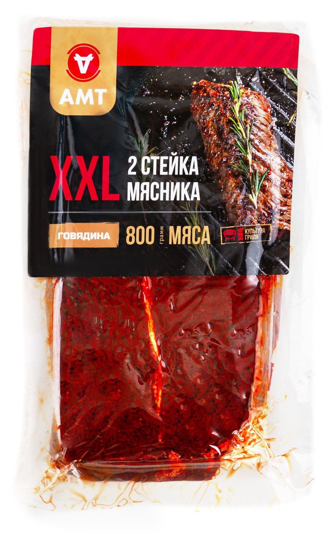 Стейк говяжий «АМТ» XXL мясника в маринаде охлажденный, 800 г