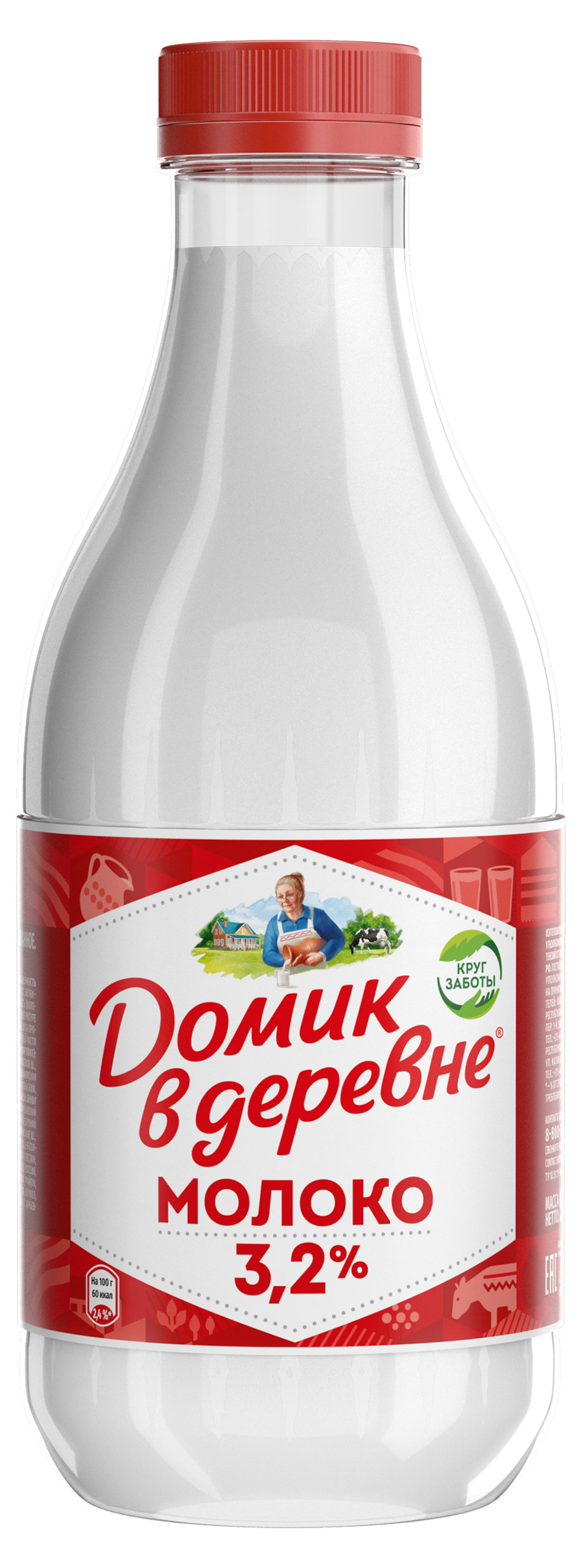 Молоко пастеризованное питьевое «Домик в деревне» нормализованное 3,2% БЗМЖ, 930 мл