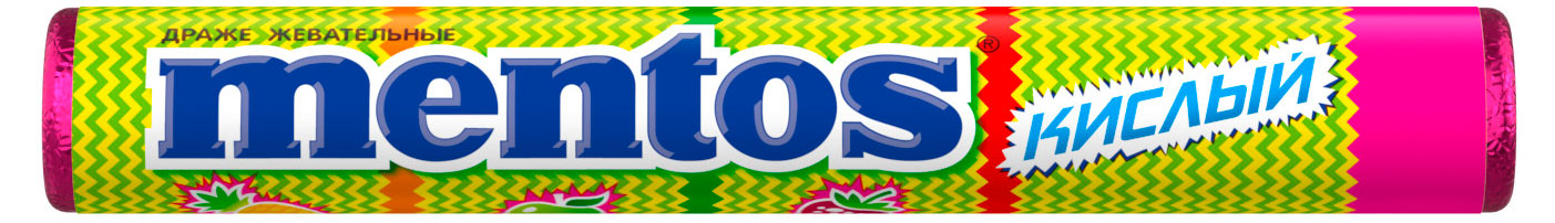 Драже жевательное Mentos кислое Китай, 37,5 г