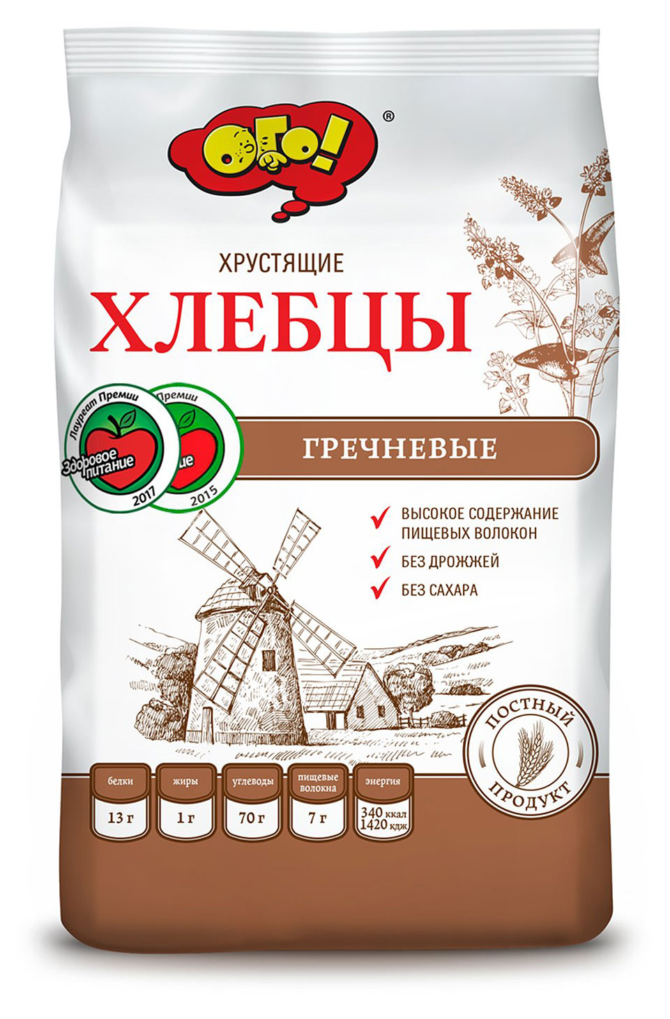 Хлебцы «ОГО!» гречневые без сахара и дрожжей, 75 г