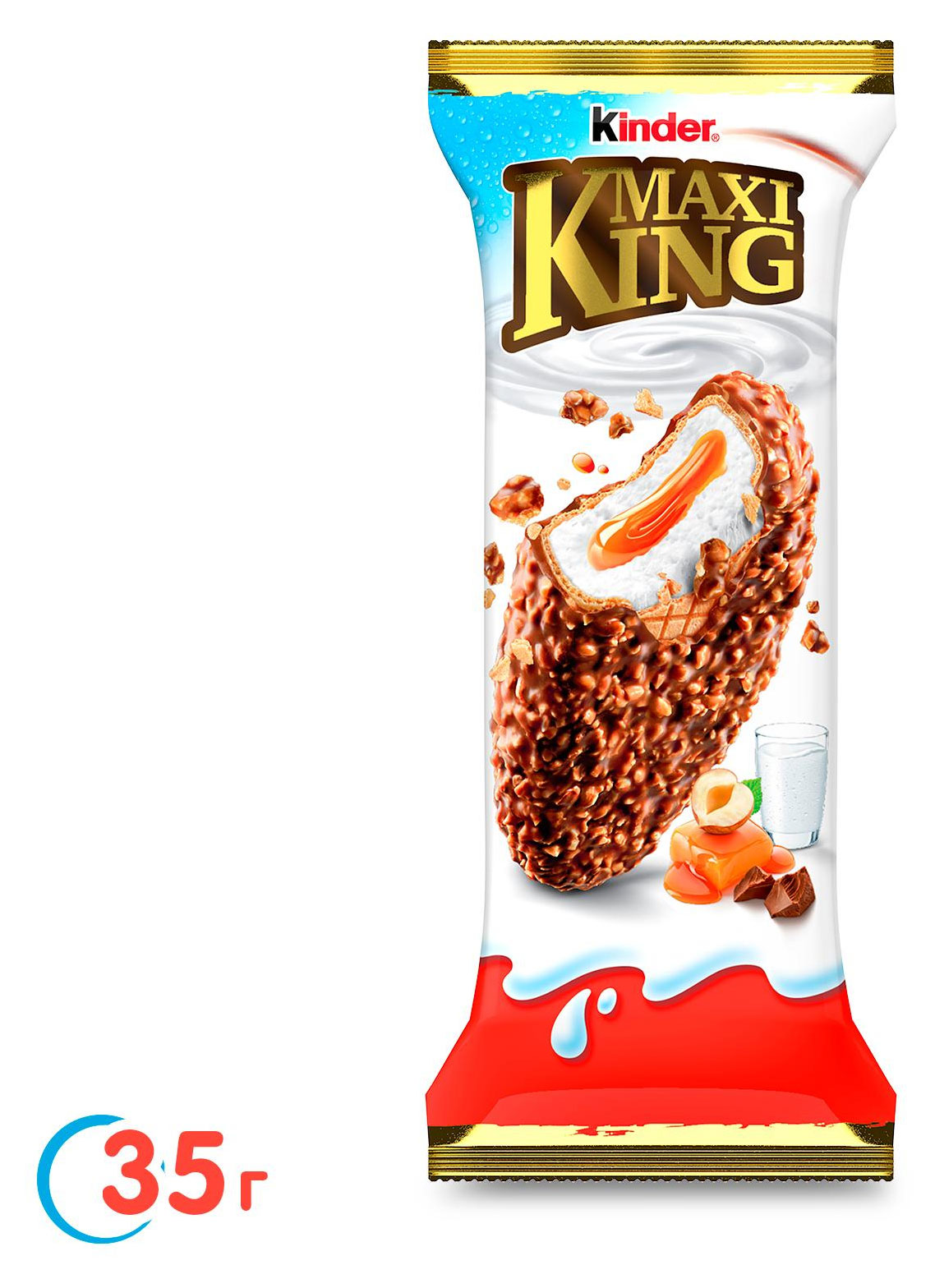 Пирожное снек вафля Kinder Maxi King с шоколадом и дроблеными лесными орехами Германия, 35 г