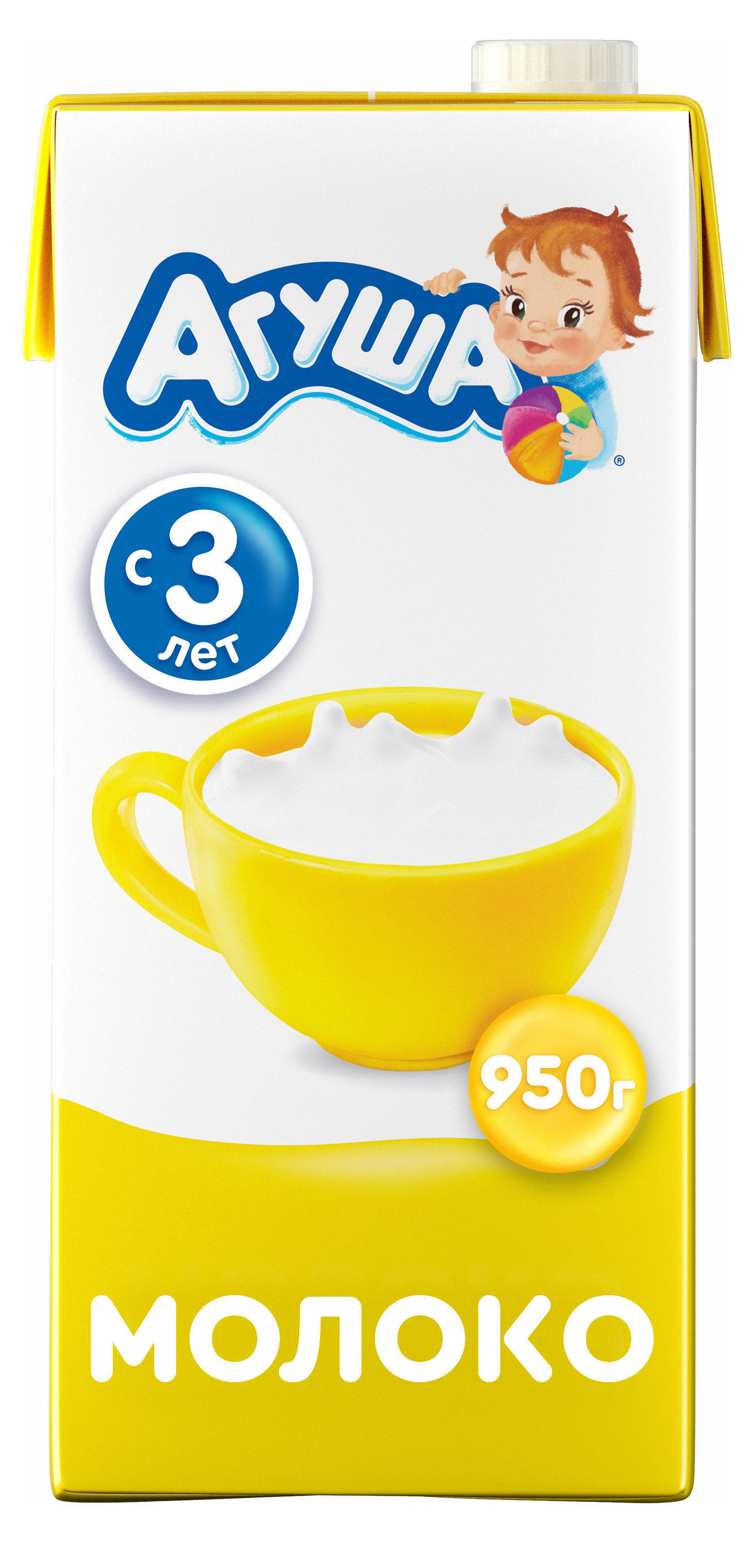 Молоко детское ультрапастеризованное «Агуша» нормализованное стерилизованное для детского питания с 3 лет 3,2%, 925 г