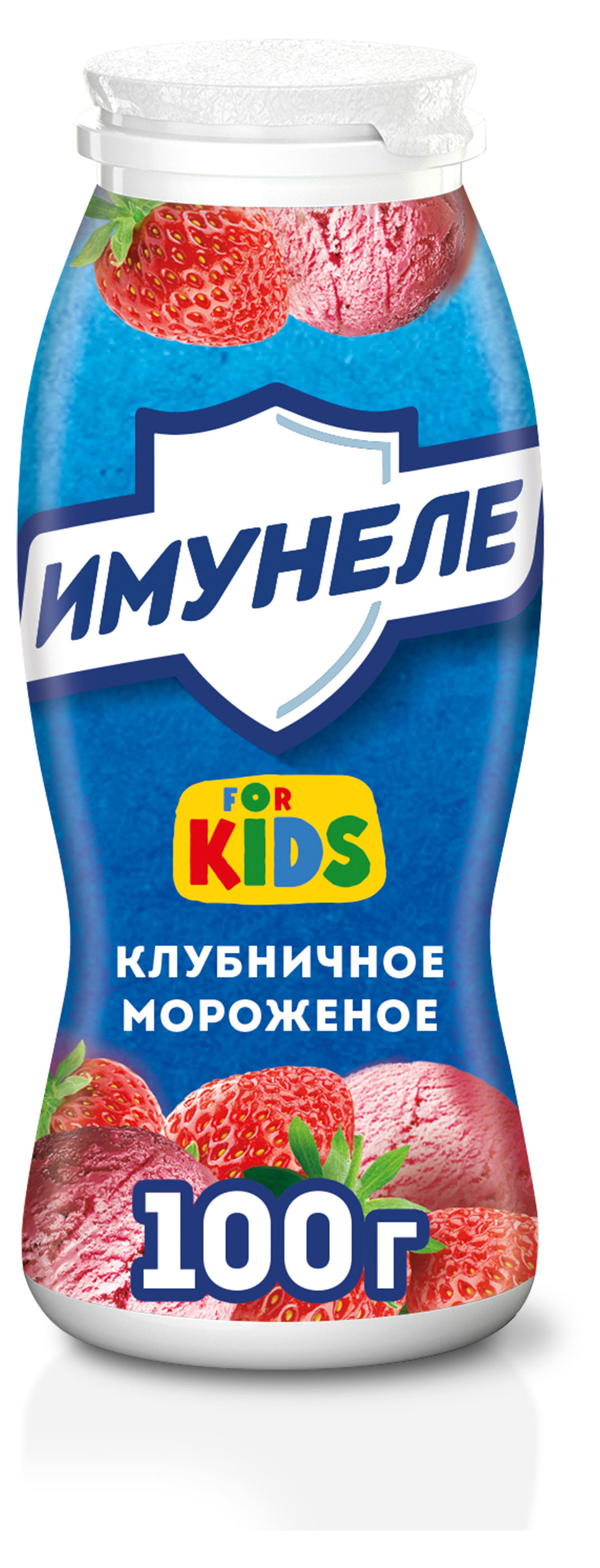 Напиток кисломолочный «Имунеле» For Kids Клубничное мороженое 1,5%, 100 г