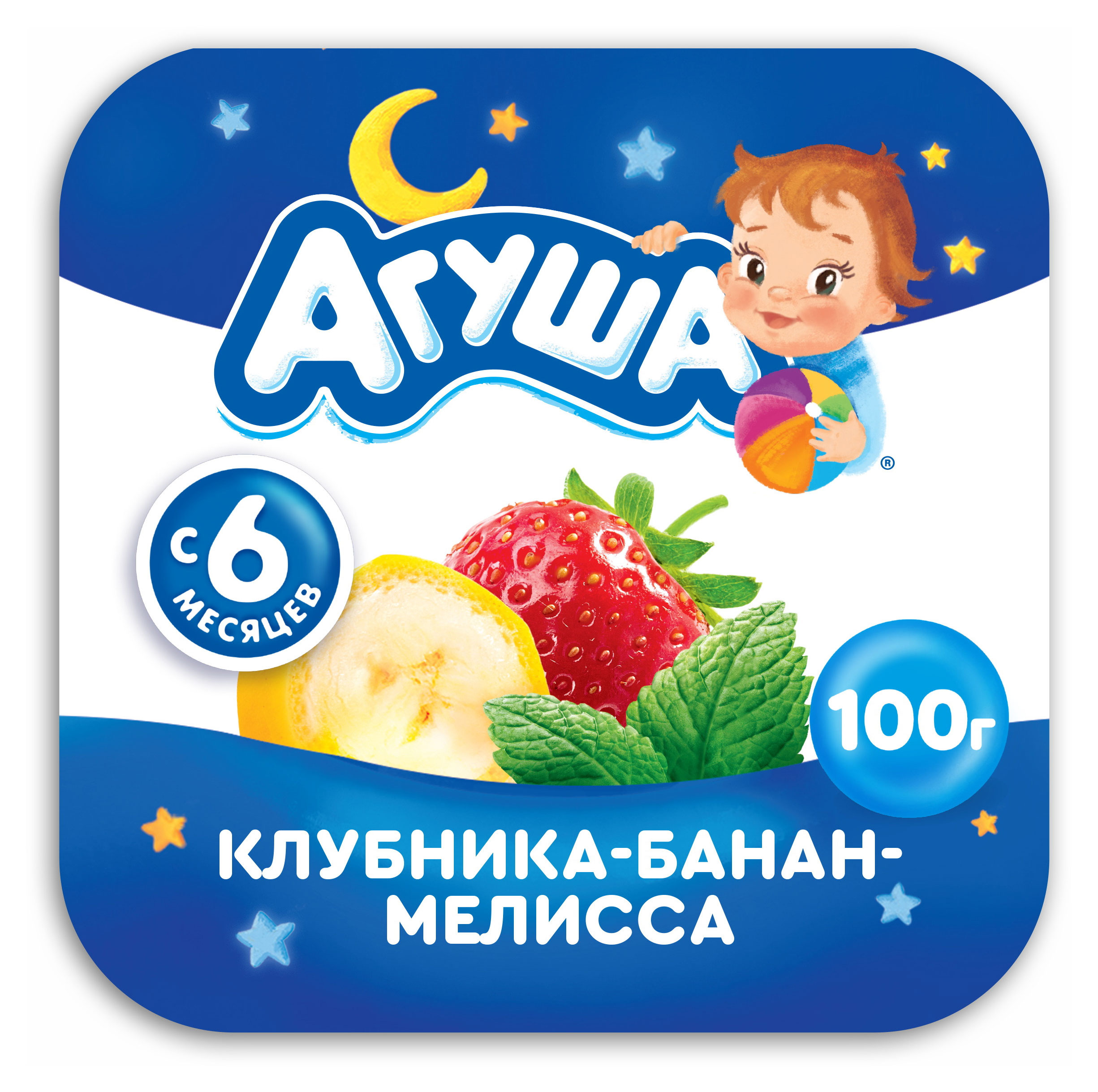 Творог детский фруктовый «Агуша» Засыпай-ка клубника-банан-мелисса с 6 мес., 100 г