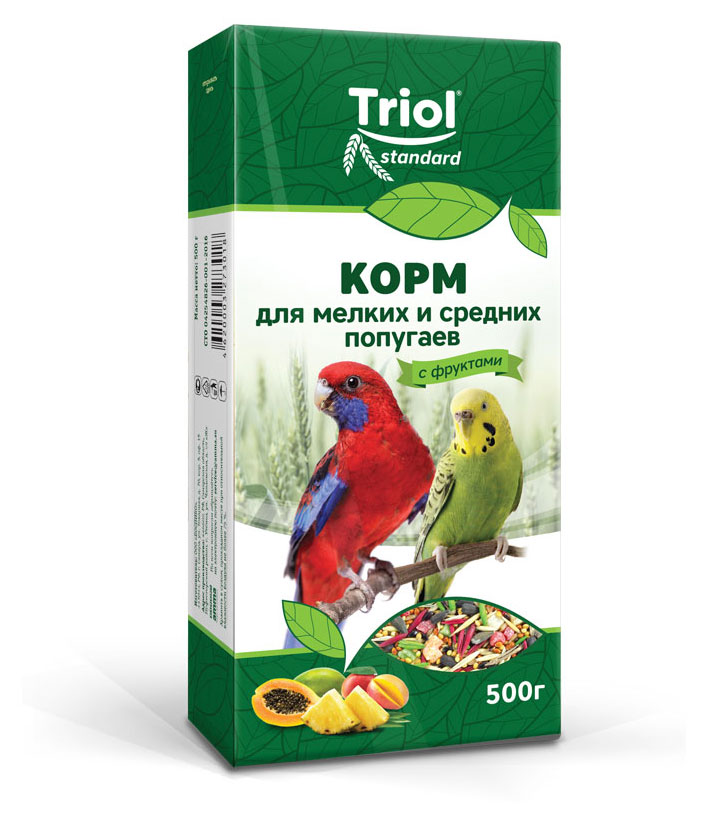 Корм для мелких и средних попугаев Triol с фруктами, 500 г