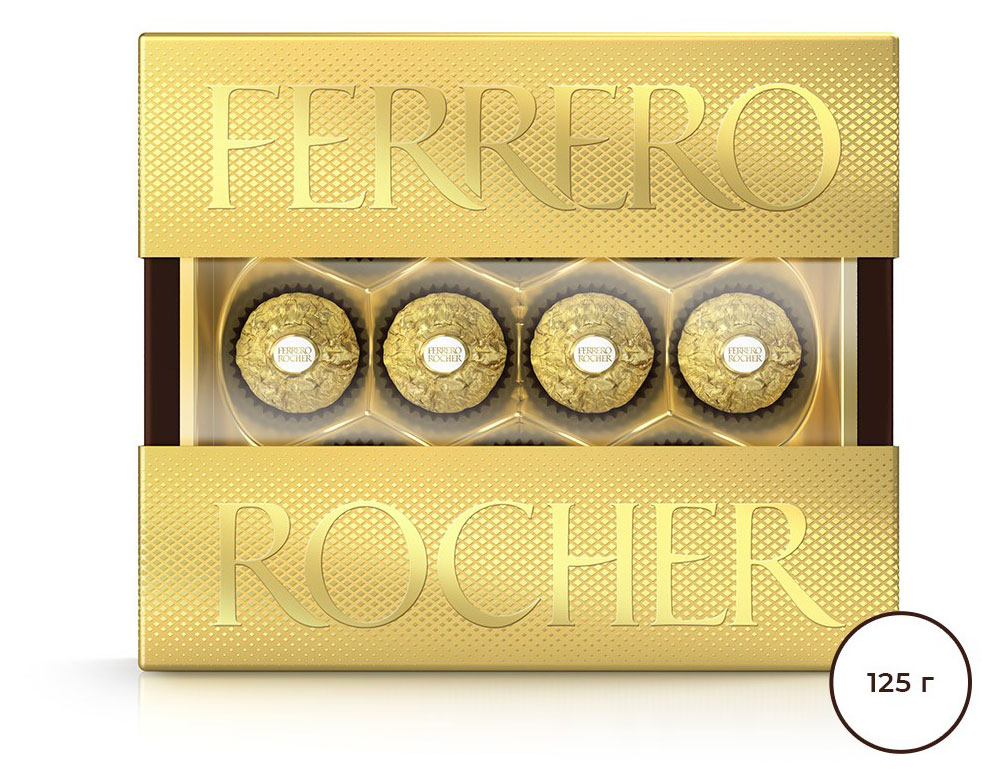 Конфеты FERRERO Rocher с начинкой из крема и лесного ореха Италия, 125 г