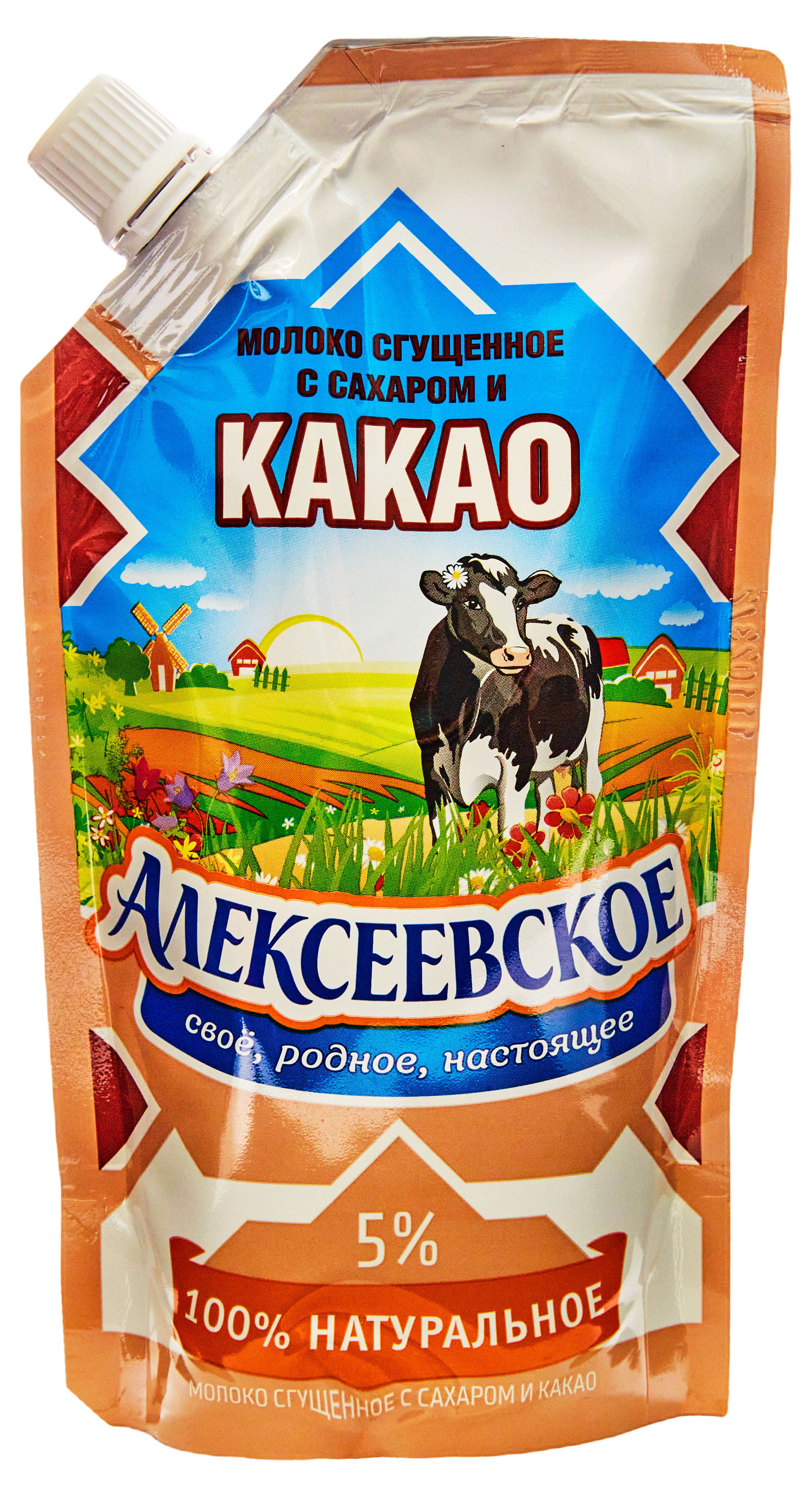 Молоко сгущенное «Алексеевское» с сахаром и какао 5,0% БЗМЖ, 270 г