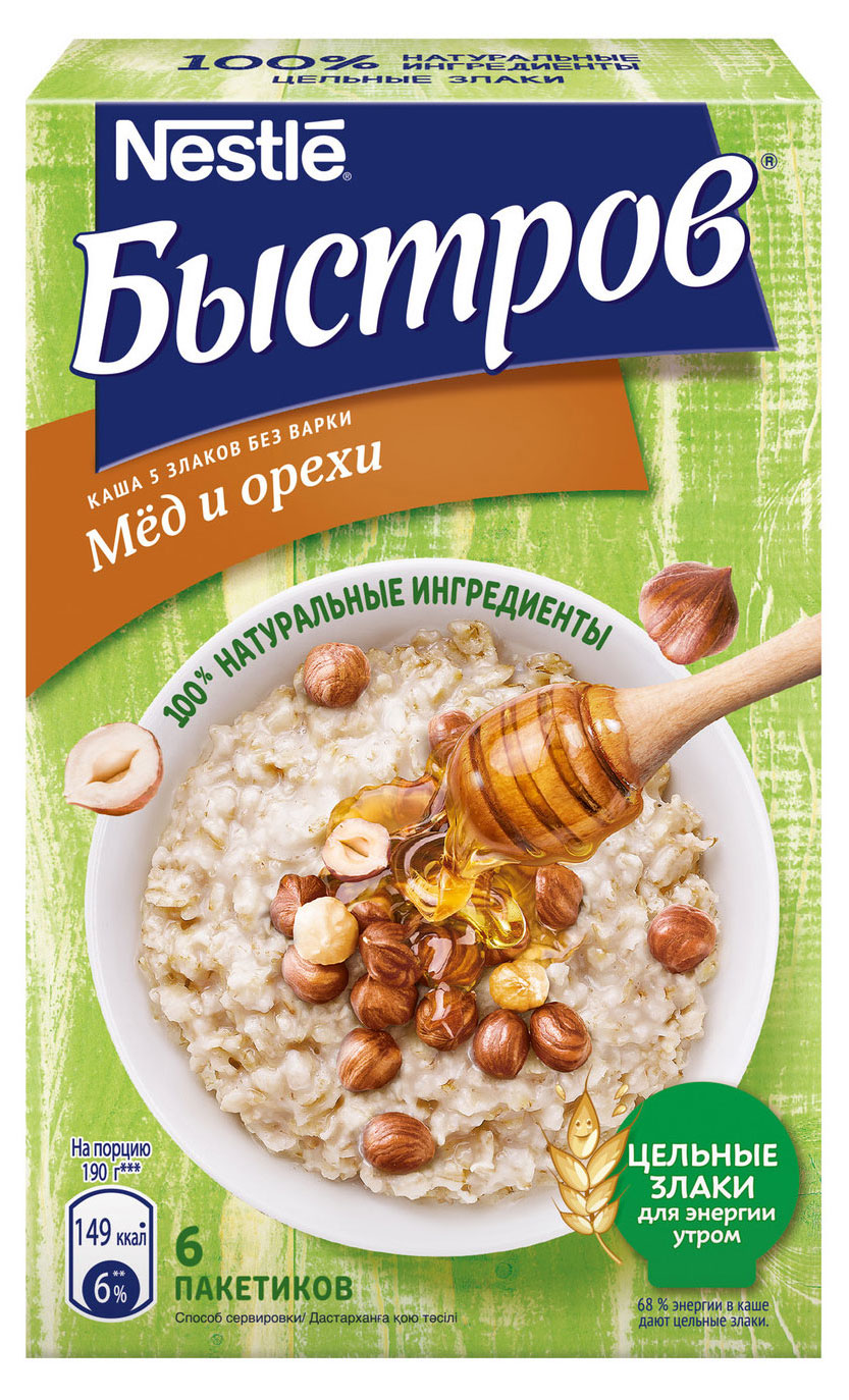 Каша овсяная «Быстров» мед и орехи, 240 г