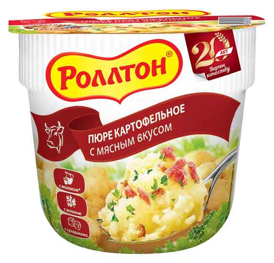 Пюре картофельное «Роллтон» с мясом, 40 г