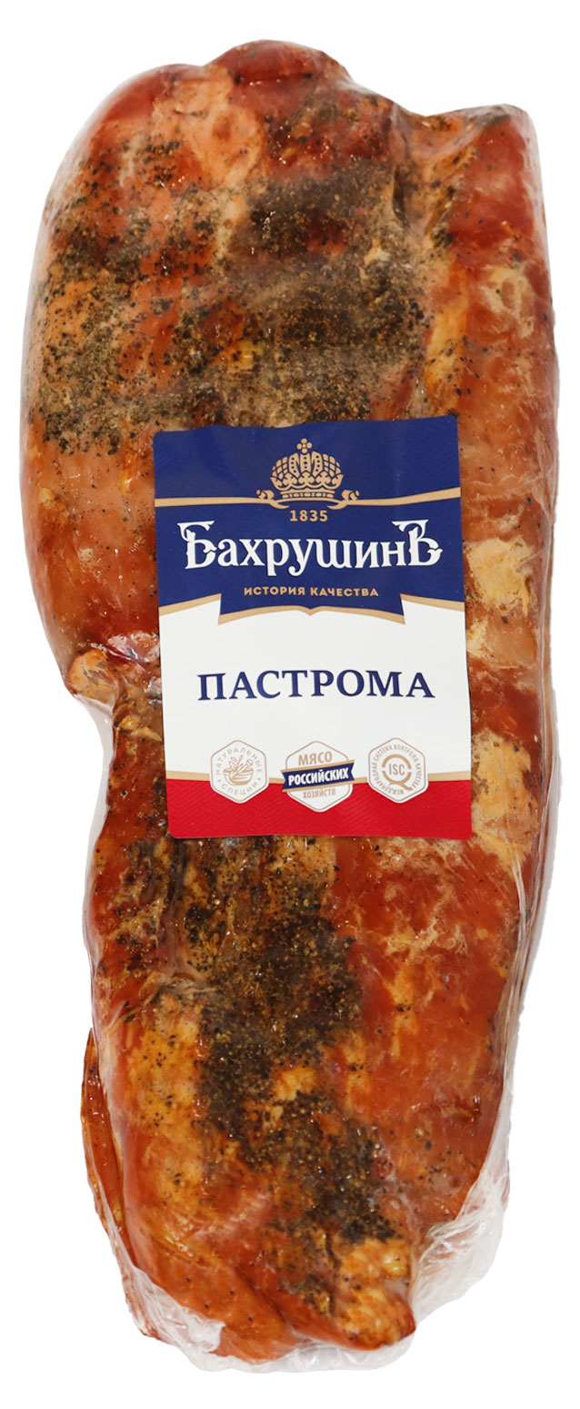 Пастрома копчено-вареная «БахрушинЪ» (0,2-0,5 кг), 1 упаковка ~ 0,3 кг