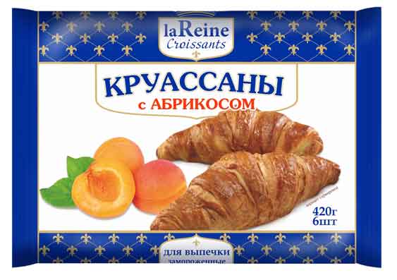 Круассаны сладкие La Reine с абрикосом замороженные 6 шт, 420 г