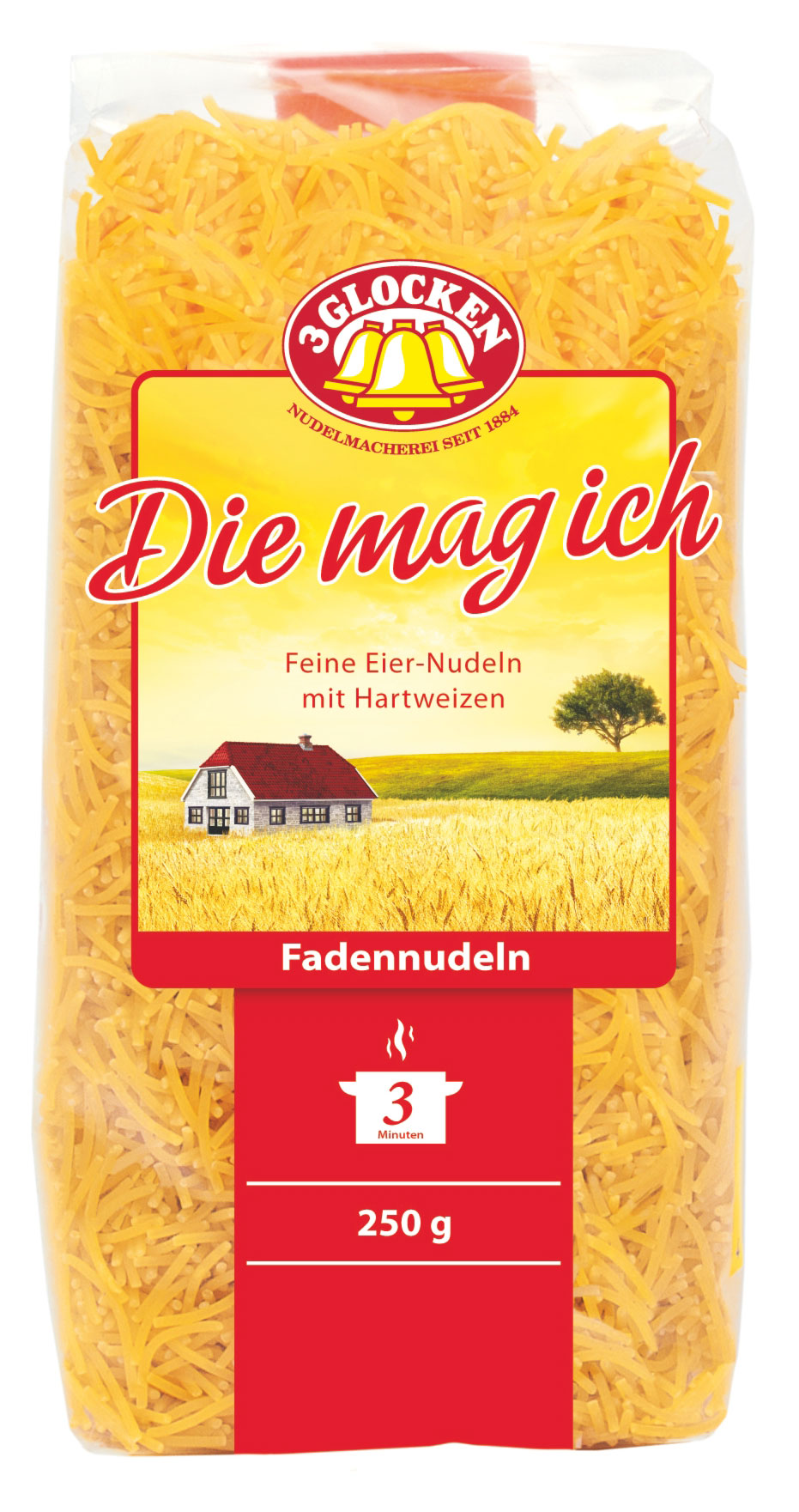 Макаронные изделия 3 GLOCKEN Die mag ich вермишель Германия, 250 г