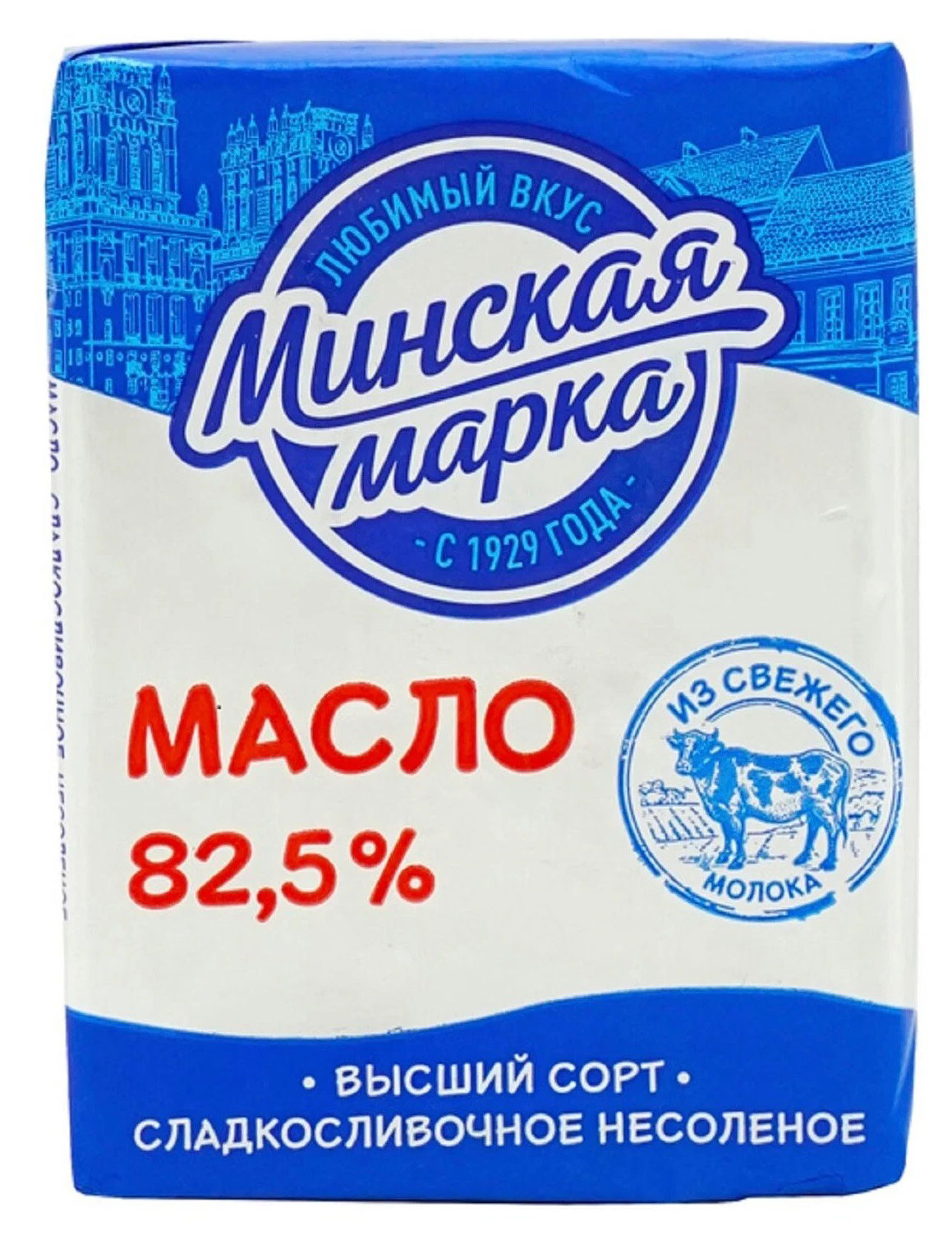 Масло сливочное «Минская марка» Традиционное 82,5% БЗМЖ, 180 г