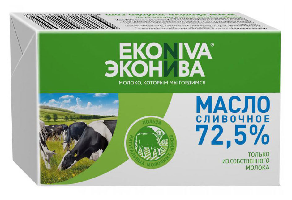 Масло сливочное «ЭкоНива» Крестьянское 72,5% БЗМЖ, 180 г