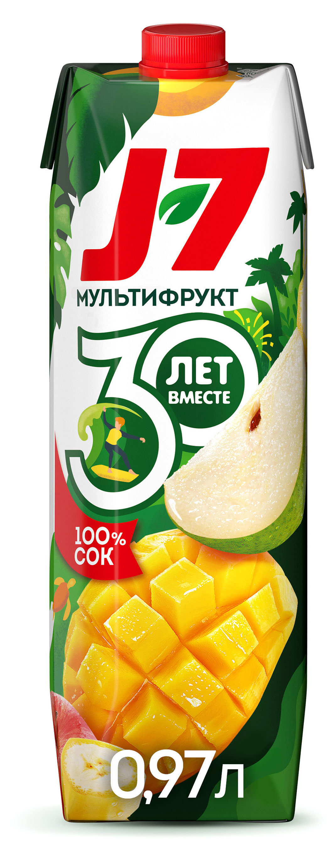 Нектар J7 Мультифрукт с мякотью, 970 мл