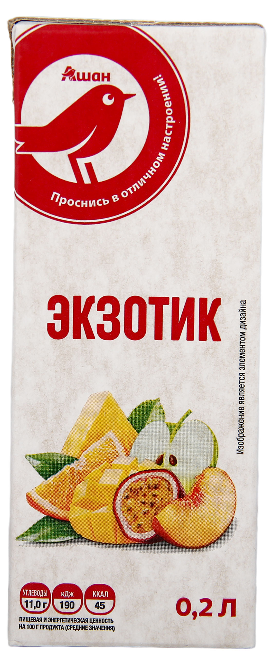 Нектар АШАН Красная птица мультифрукт, 200 мл