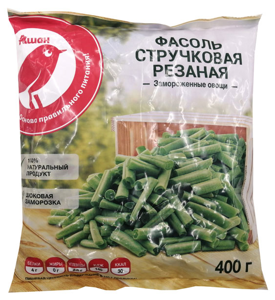 Овощная смесь Фасоль стручковая зеленая АШАН Красная птица замороженная, 400 г