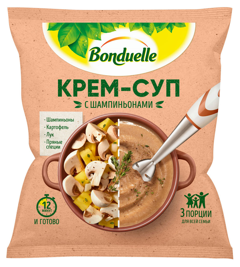 Овощная суповая смесь Крем-суп BONDUELLE с шампиньонами 3 порции, 350 г