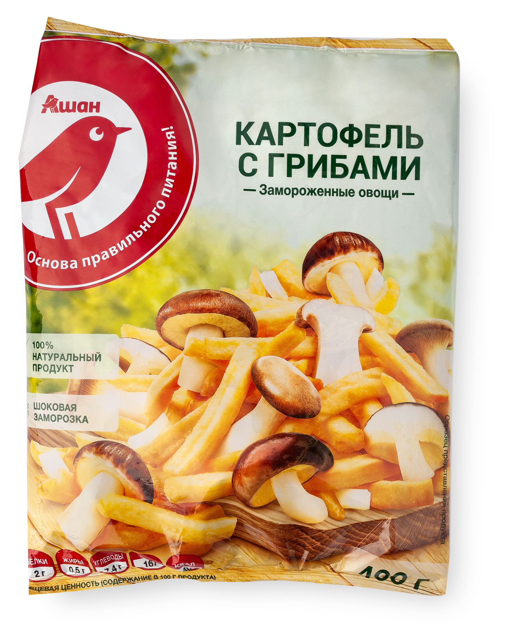 Смесь овощная АШАН Красная птица Картофель с грибами замороженная, 400 г