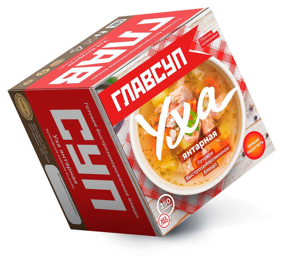 Суп рыбный Уха янтарная «ГЛАВСУП» из минтая и горбуши замороженный, 250 г
