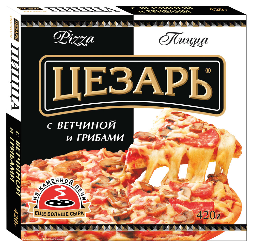 Пицца «Цезарь» с ветчиной и грибами замороженная, 420 г