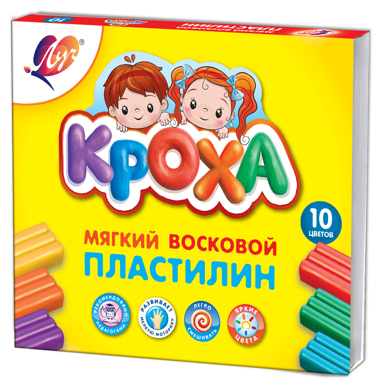 Пластилин мягкий «Луч» Кроха, 10 цветов