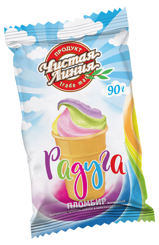 Мороженое молочное «Чистая Линия» Пломбир Радуга, 90 г