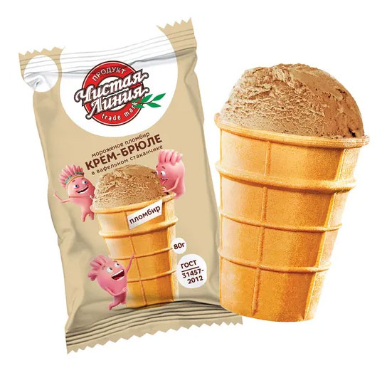Мороженое молочное «Чистая Линия» Пломбир крем-брюле, 80 г
